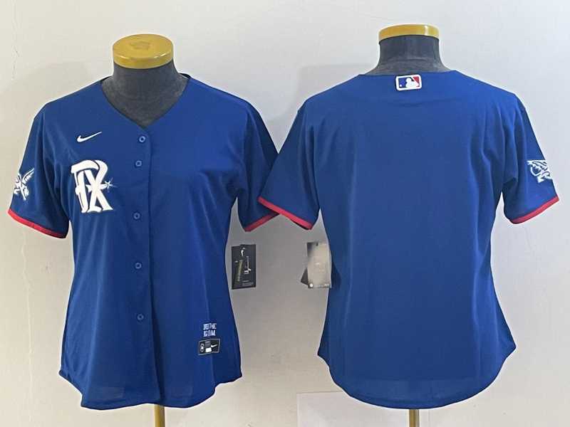 Womens Texas Rangers Blank Royal Blue 2023 City Connect Stitched Baseball Jersey->mlb womens jerseys->MLB Jersey